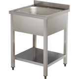 Commercial Sink Stainless Steel 1 Bowl Bottom Shelf Splashback 600x600x950mm | Yls66 Bm1