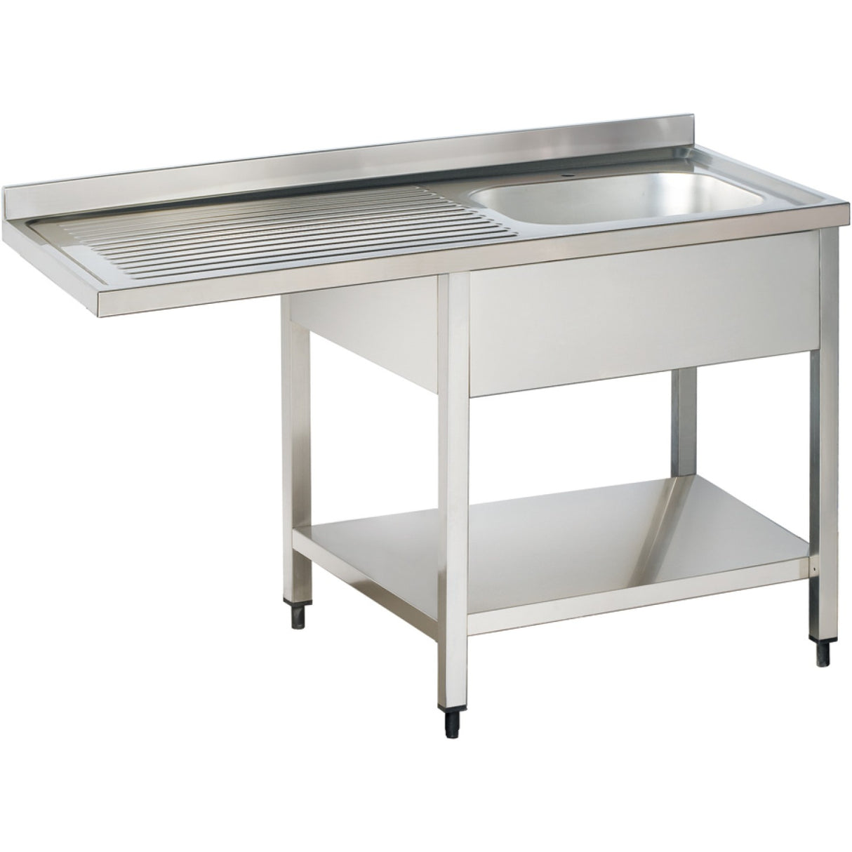 Commercial Sink For Dishwashers 1 Bowl Right Bottom Shelf Splashback 1200mm Depth 700mm |  Thstr127 Sbr1
