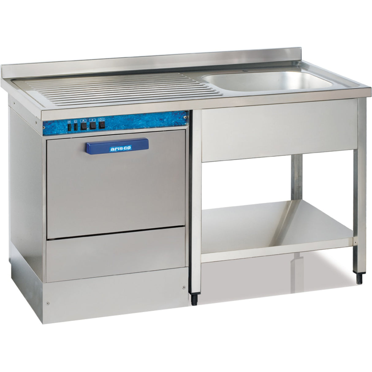 Commercial Sink For Dishwashers 1 Bowl Right Bottom Shelf Splashback 1200mm Depth 700mm |  Thstr127 Sbr1