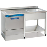 Commercial Sink For Dishwashers 1 Bowl Right Bottom Shelf Splashback 1200mm Depth 700mm |  Thstr127 Sbr1