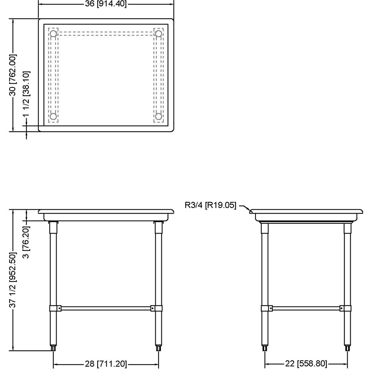 Commercial Stainless Steel Dish Sorting Table 914mm Width | Srt36
