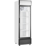 Commercial Upright Beverage Bottle Cooler 210 Litres Single Hinged Glass Door Black &Amp; White 538x525x1772mm | Ssh22