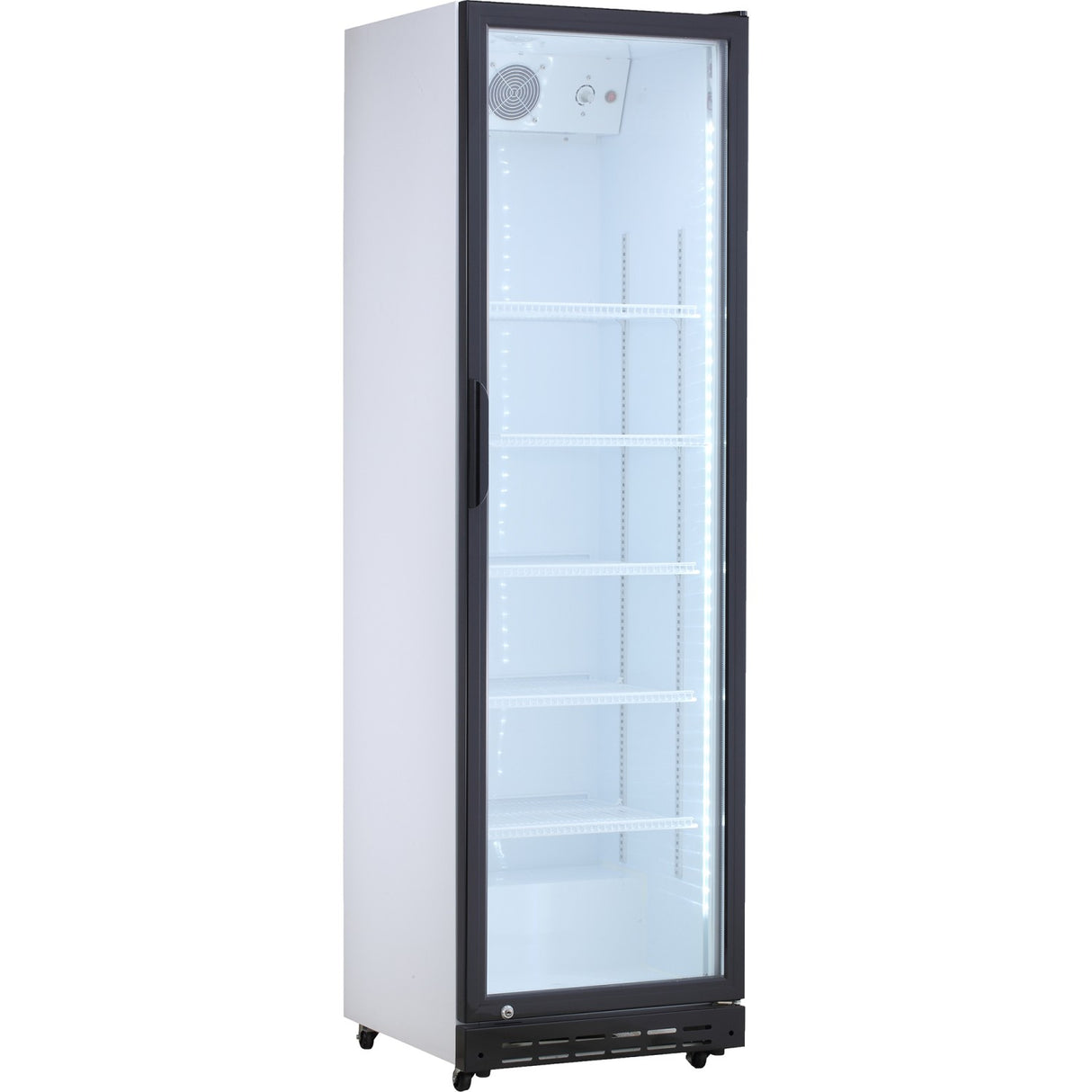 Commercial Upright Beverage Bottle Cooler 214 Litres Single Hinged Glass Door Black &Amp; White 538x505x1585mm | Ssh46