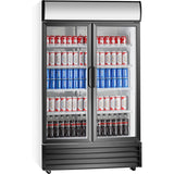 Commercial Twin Bottle Cooler Upright 640 Litres Hinged Glass Doors Black&Amp;White |  Ssp688 Wea