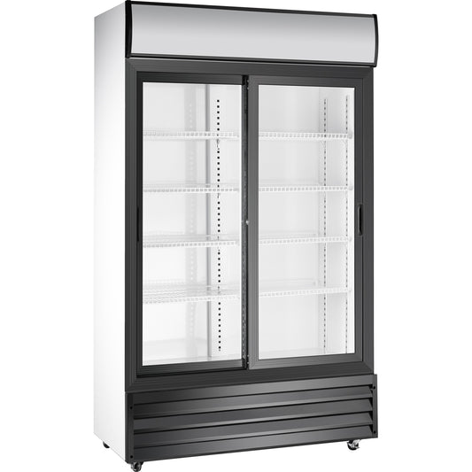 Commercial Twin Bottle cooler Upright 525 litres Sliding glass doors Black&White |  SSP688WEB