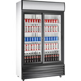 Commercial Twin Bottle Cooler Upright 525 Litres Sliding Glass Doors Black&Amp;White |  Ssp688 Web