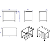 Unloading Table Left Side 1100x650x850mm With Bottom Shelf With Splashback Stainless Steel | Swb11065 L