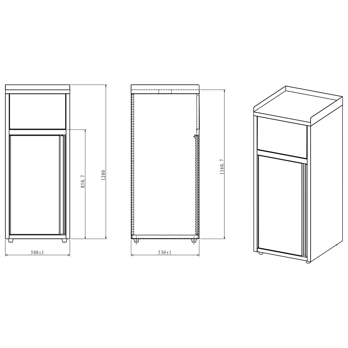 Commercial Waste Bin Cabinet Stainless Steel |  Aer55