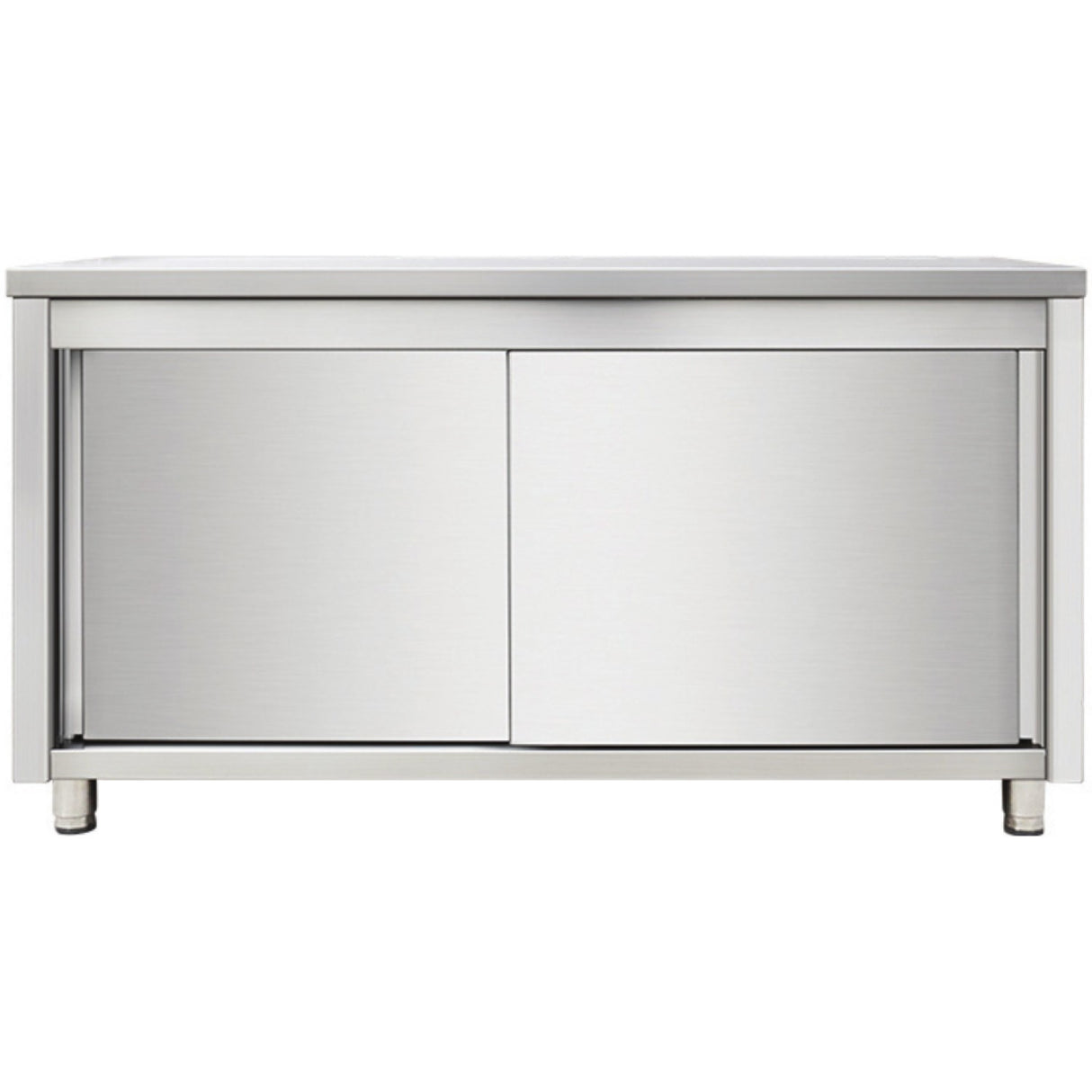 Commercial Worktop Floor Cupboard Sliding Doors Stainless Steel Width 1500mm Depth 600mm |  Thasr156
