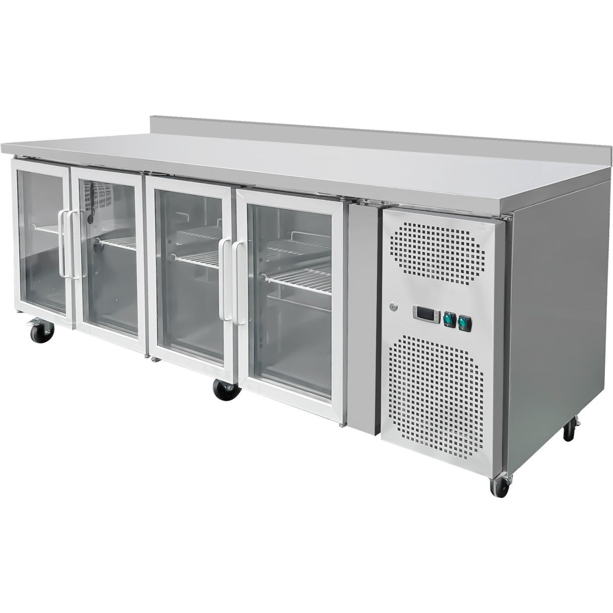 Commercial Refrigerated Counter with Upstand 4 glass doors Depth 600mm |  THP4200TNG