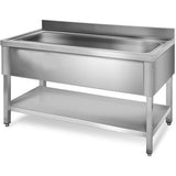 Commercial Pot Wash Sink Stainless Steel 1 Bowl Bottom Shelf Splashback 1200mm Depth 700mm |  Vs127 Bs