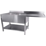 Commercial Sink For Dishwashers 2 Bowls Left Bottom Shelf Splashback 1600x600x950mm | Yls166 Sbl2