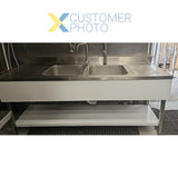 Commercial Sink Stainless Steel 2 Bowls Bottom Shelf Splashback 2000mm Depth 700mm | Thstr207 Bm2
