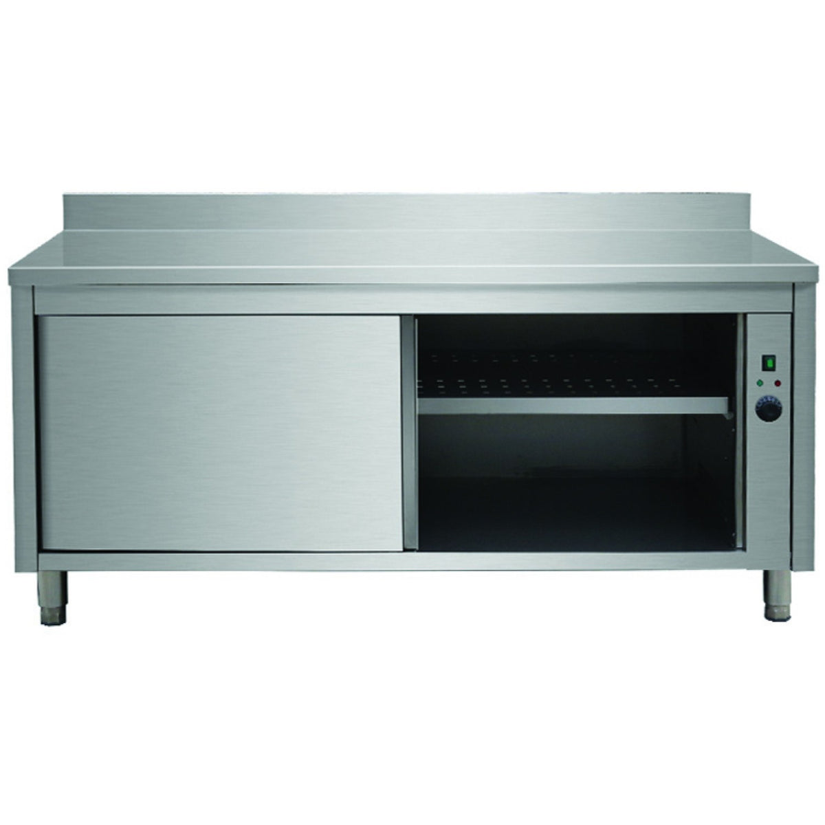 Professional Heated Cupboard Stainless Steel Sliding Doors Width 1800mm Depth 700mm Upstand | Thwsr187 A