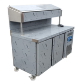 Pizza Topping Fridge 2 Door Stainless Steel Counter Fridge 140x70x134cm - B Grade