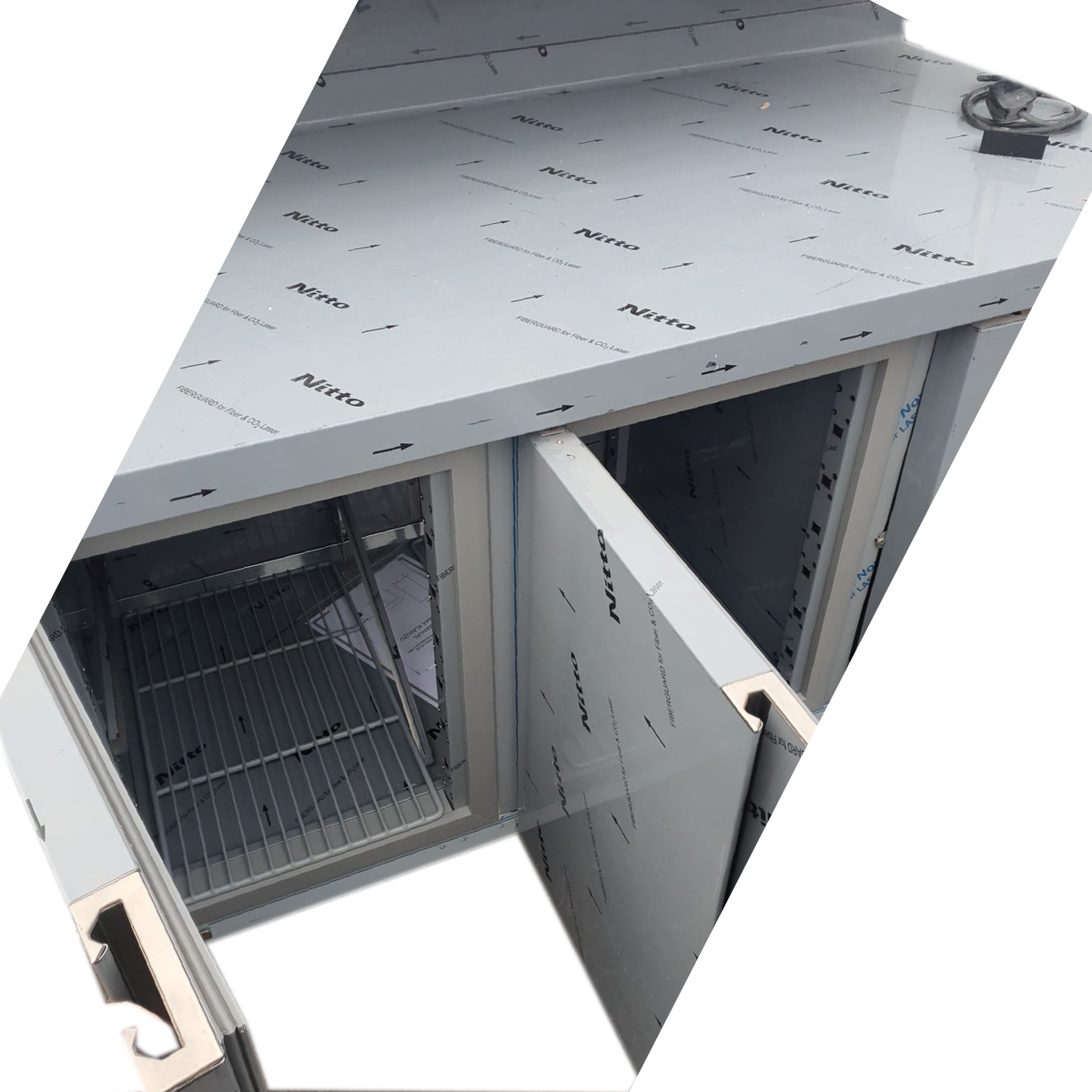 Pizza Topping Fridge 2 Door Stainless Steel Counter Fridge 140x70x134cm - B Grade