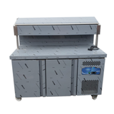Pizza Topping Fridge 2 Door Stainless Steel Counter Fridge 140x70x134cm - B Grade