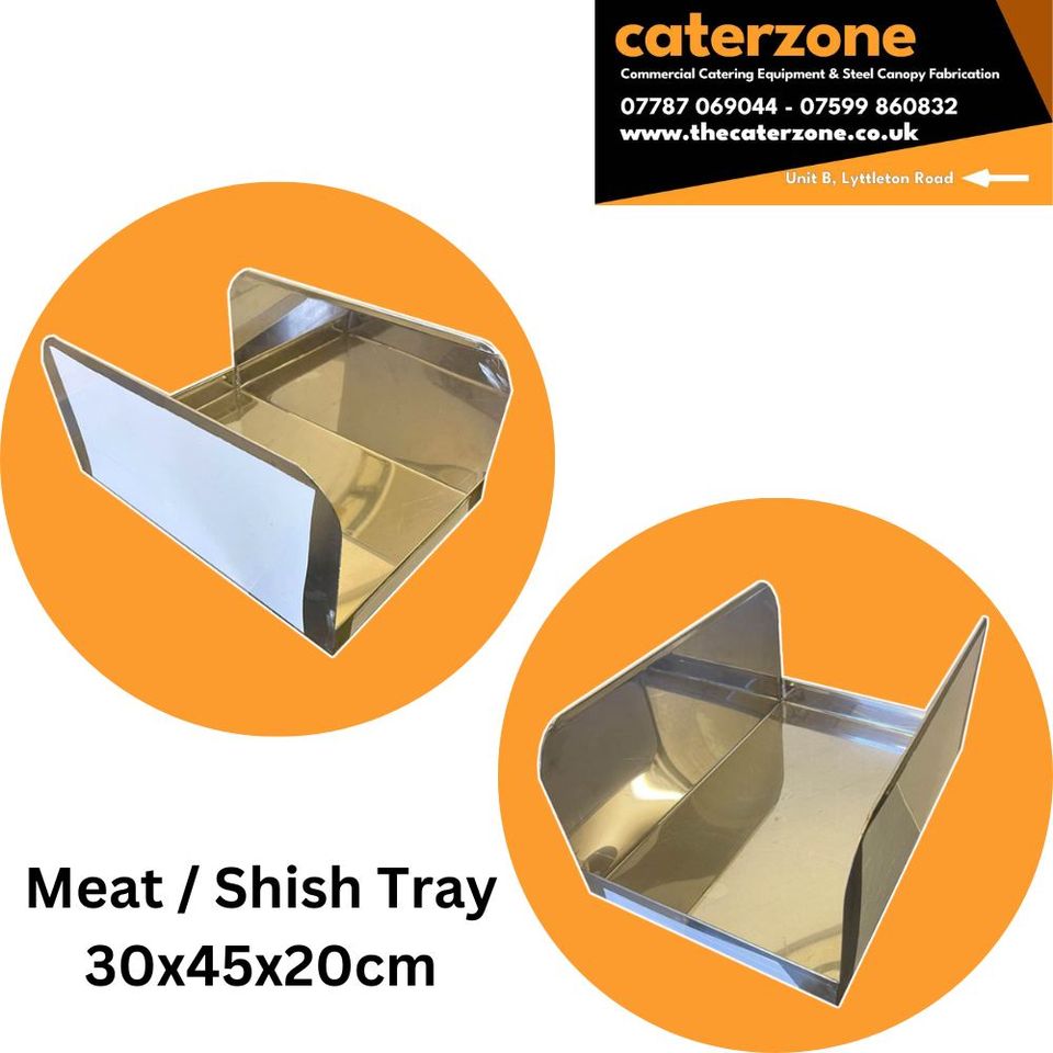 Meat trays / Shish Kofte Kebab display- Stainless Steel, UK Made