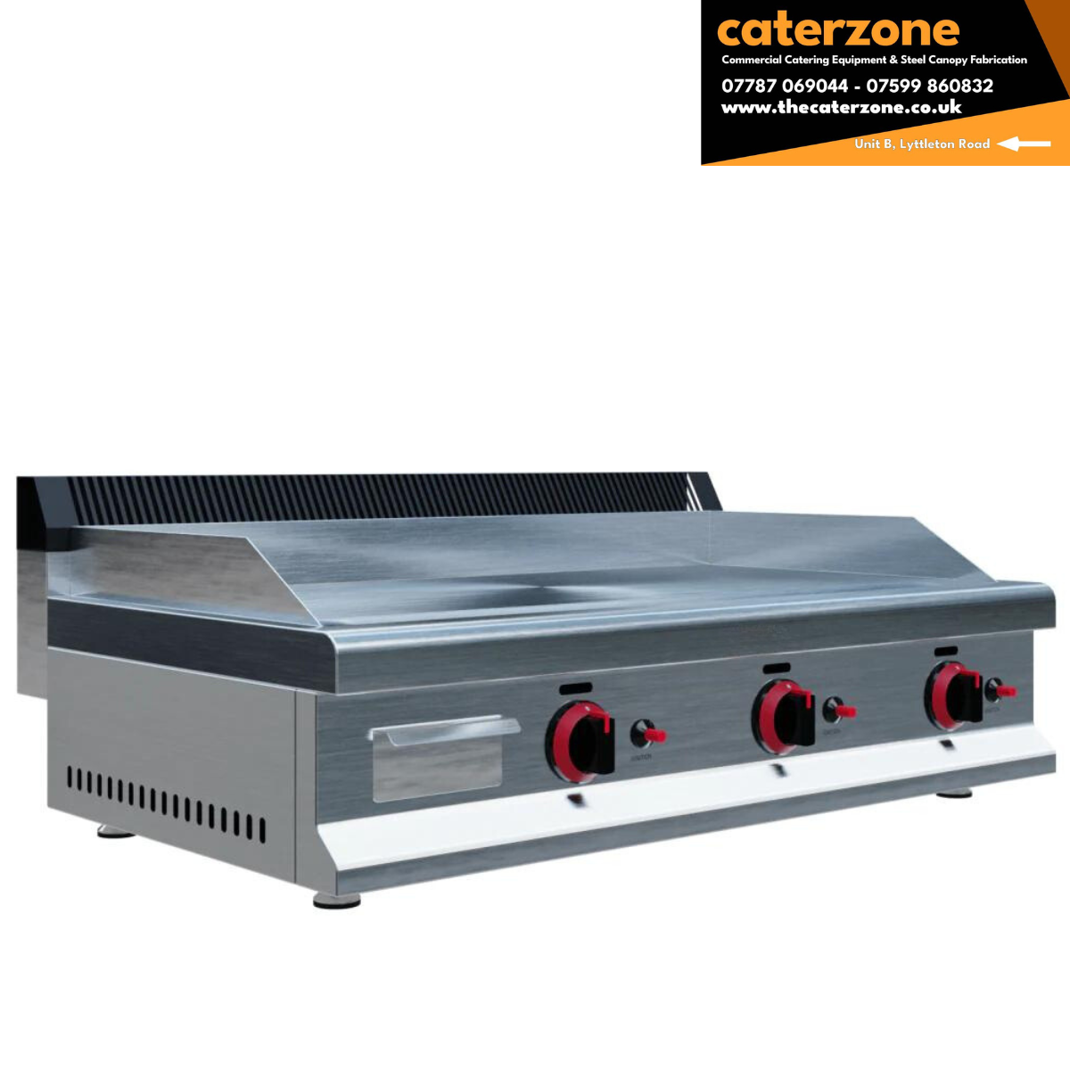 3 Burner Gas Griddle Chrome Plated 950mm Wide GD950-CHROME