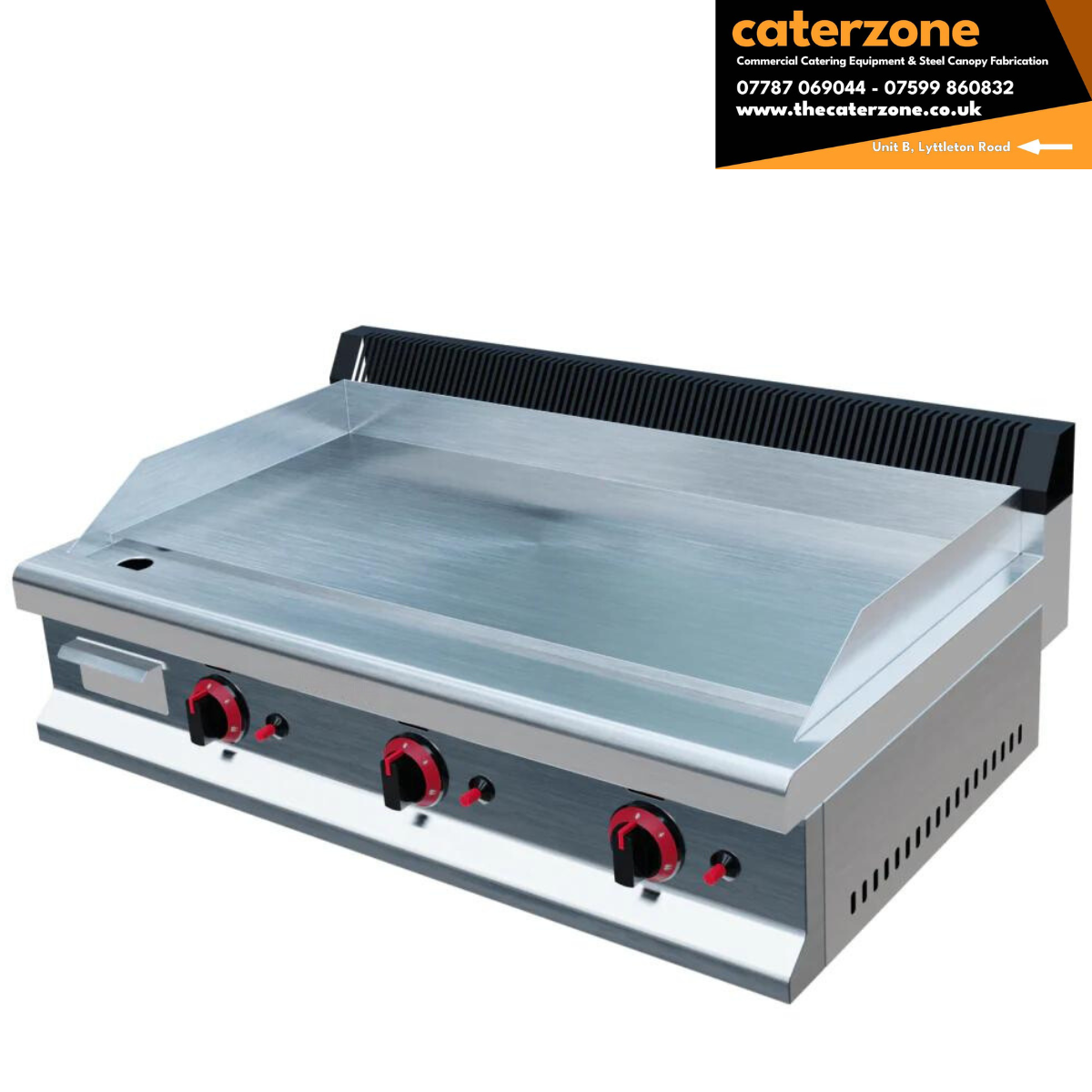 3 Burner Gas Griddle Chrome Plated 950mm Wide GD950-CHROME