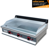 3 Burner Gas Griddle Half Flat Half Ribbed 950mm Wide GD950-RIB