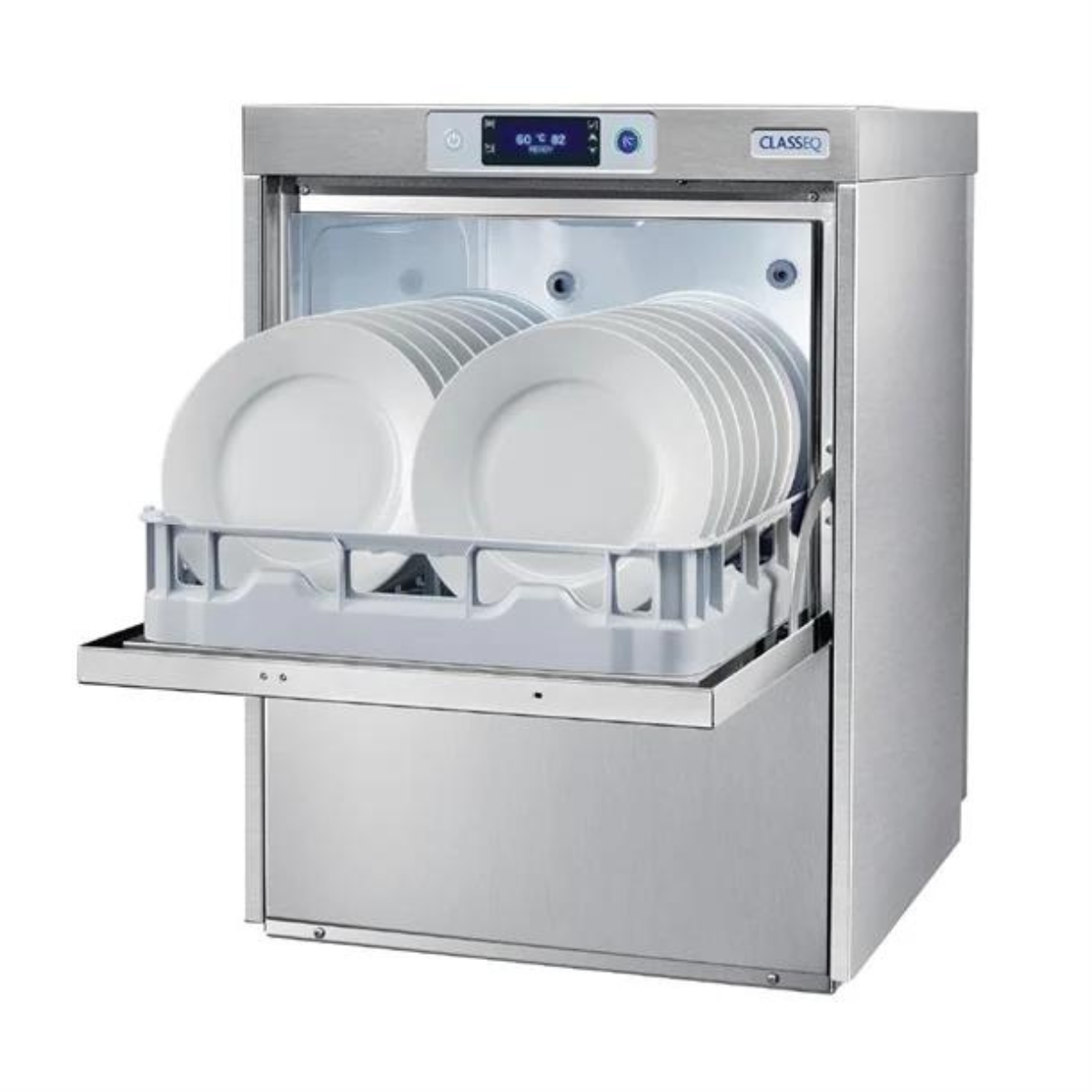 Classeq Undercounter Dishwasher C500WS with Integrated Water Softener 500mm basket up to 40 racks/hr Drain pump water softener