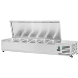 Refrigerated Servery Prep Top 1400mm 6x Gn1/4 Depth 330mm Stainless Steel Lid |  Ea14