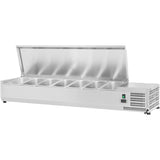 Refrigerated Servery Prep Top 1600mm 7x Gn1/4 Depth 330mm Stainless Steel Lid |  Ea16