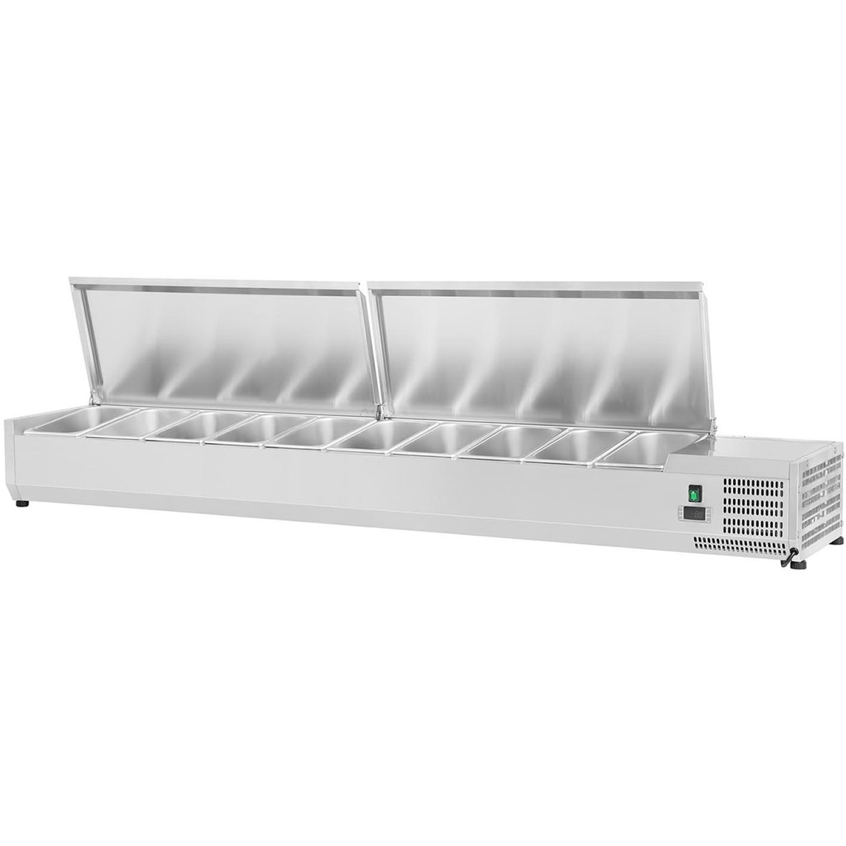 Refrigerated Servery Prep Top 2000mm 9x Gn1/3 Depth 380mm Stainless Steel Lid |  Ga520