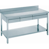 Professional Work Table 3 Drawers Stainless Steel Bottom Shelf Upstand 1600x700x850mm |  Vt167 A3 D