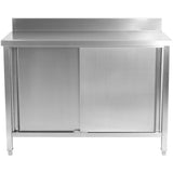 Commercial Worktop Floor Cupboard Sliding Doors Stainless Steel 2000x600x850mm Upstand |  Vtc206 Slb