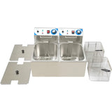 Commercial Double Deep Fat Fryer 10 + 10 Litres 3k W Countertop | Wh162 A