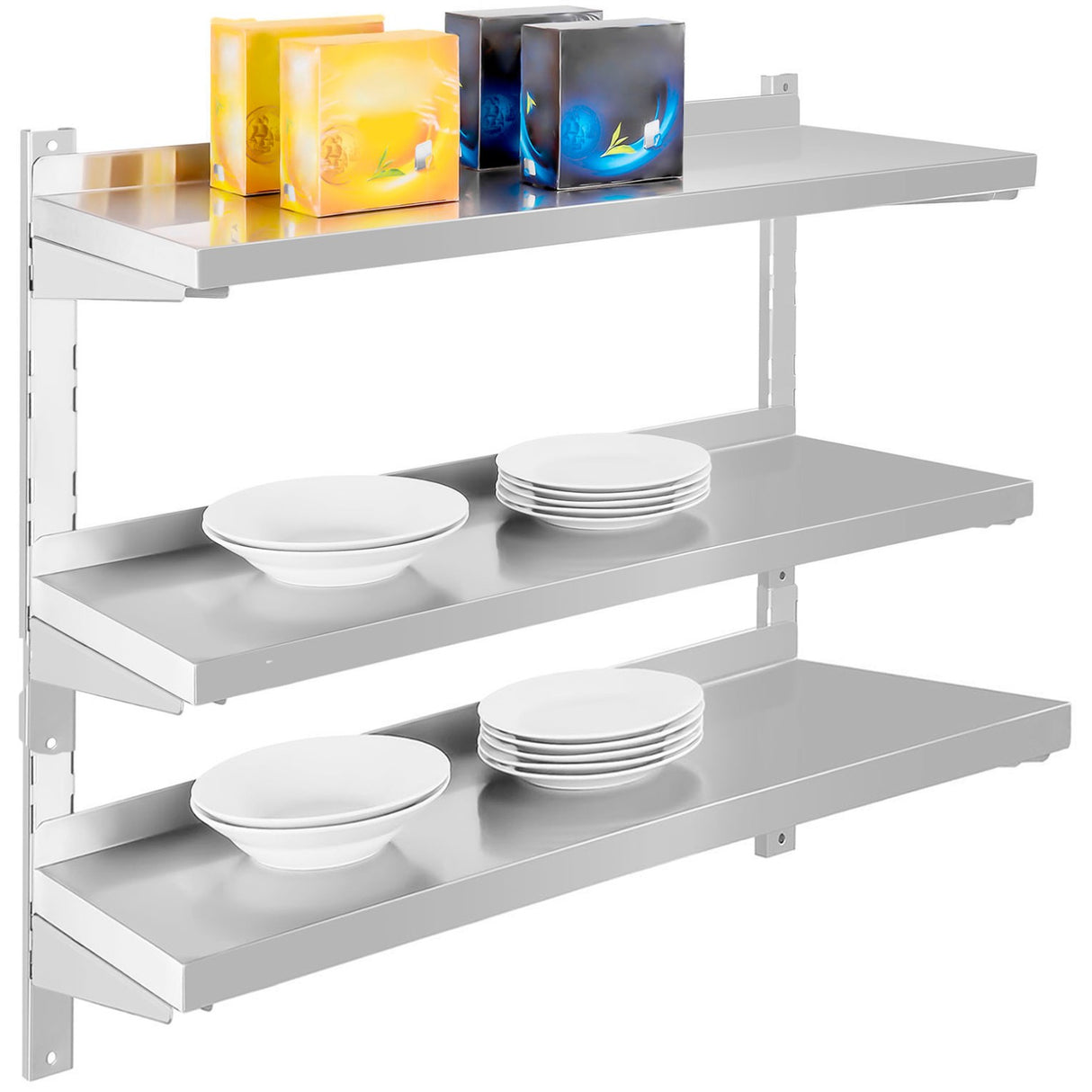 Height Adjustabe Wall Shelf 3 Levels 1200x400x1100mm Stainless Steel |  Vws1243