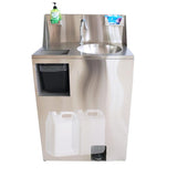 Foot Operated Mobile Wash Basin With Backsplash Paper Towel Dispenser &Amp; Castors Stainless Steel |  Whf277