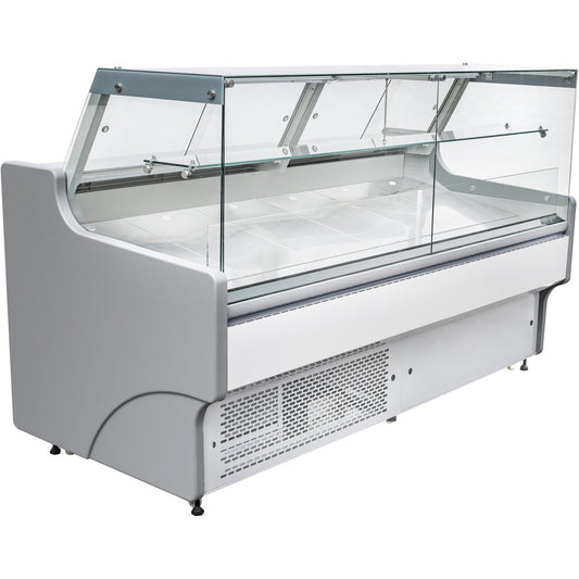 B GRADE Serve over Deli counter White front Straight glass front Width 1955mm |  WHITE2009SG B GRADE