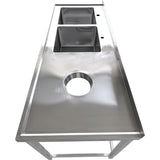 Commercial Stainless Steel Double Sink With 2 Left Bowls &Amp; Right Scrapping Hole + Splashback 1500x700x950mm | Whstt1570 L