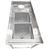 Commercial Stainless Steel Double Sink With 2 Right Bowls &Amp; Left Scrapping Hole + Splashback 1800x700x950mm | Whstt1870 R