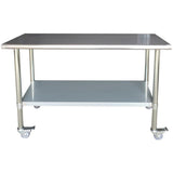 Commercial Mobile Work Table Stainless Steel Bottom Shelf 1500x600x900mm | Wtg600 X1500 C