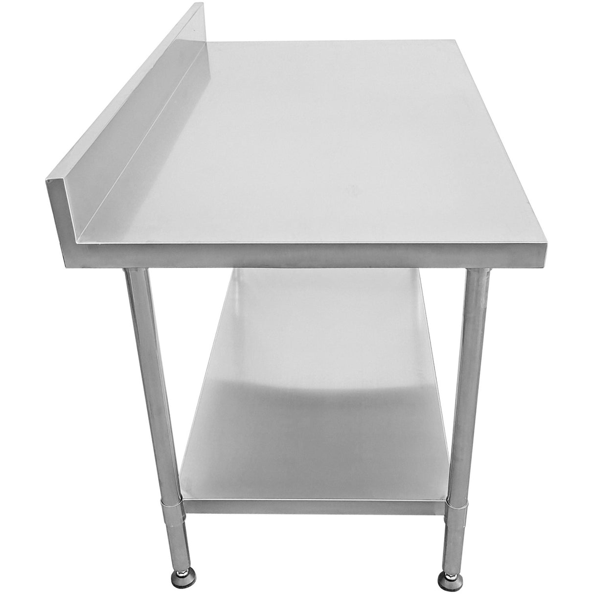 Commercial Mobile Work Table With Adjustable Feet Stainless Steel Bottom Shelf Rear Upstand 1400x600xx850/930mm | Wt60140 C