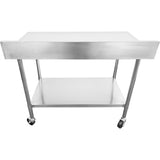 Commercial Mobile Work Table With Adjustable Feet Stainless Steel Bottom Shelf Rear Upstand 800x600xx850/930mm |  Wt6080 C