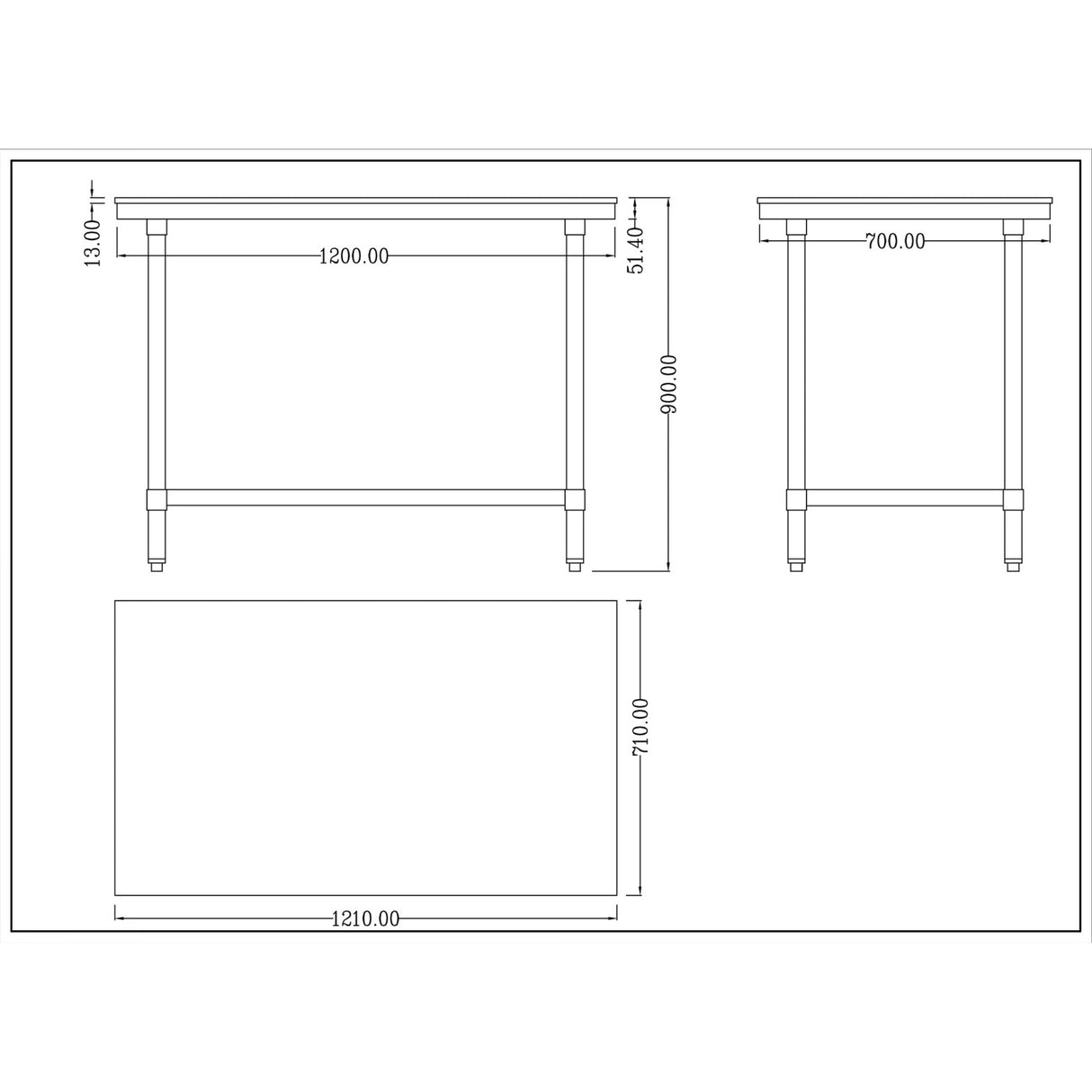 Chopping Board Table Stainless  1200x700x900mm |  WTC701202G