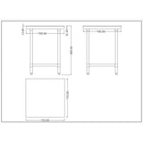 Chopping Board Table Stainless Steel 700x700x900mm |  Wtc70702 G