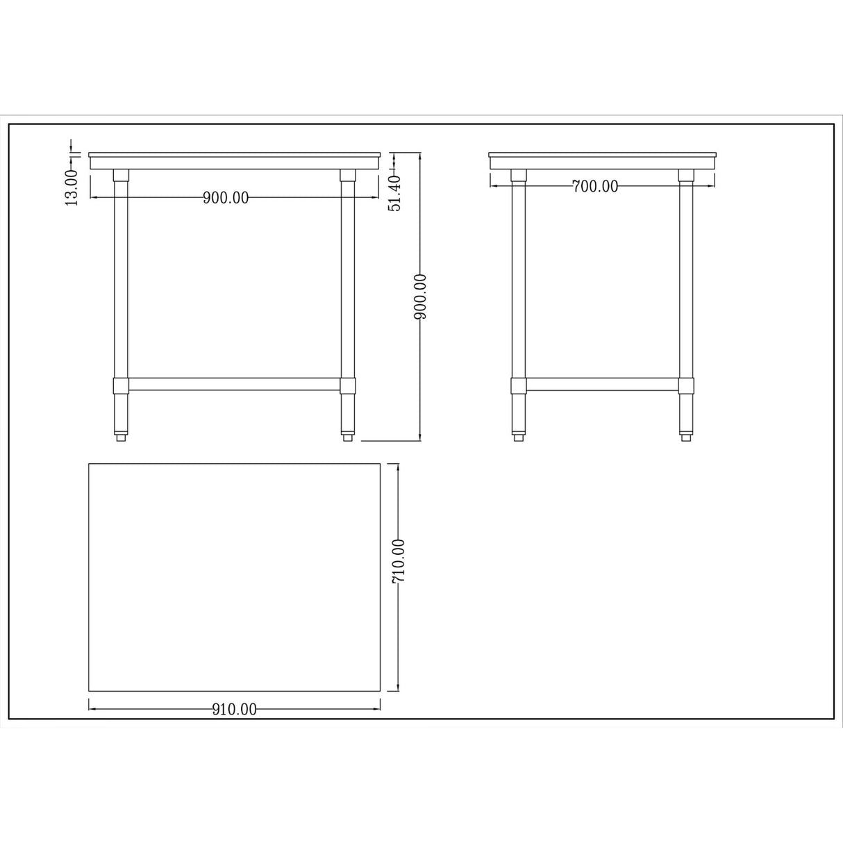 Chopping Board Table Stainless Steel 900x700x900mm |  WTC70902G