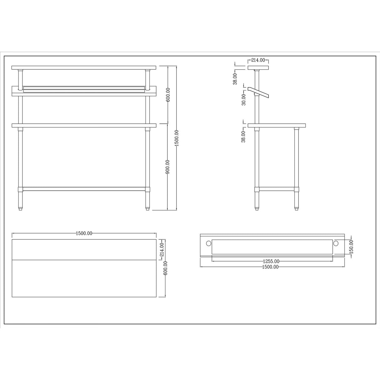 Stainless Steel Prep table 11 x GN1/9 & Top shelf  & Undershelf |  WTG60150