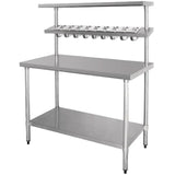 Stainless Steel Prep table 9 x GN1/9 & Top shelf  & Undershelf |  WTG60120