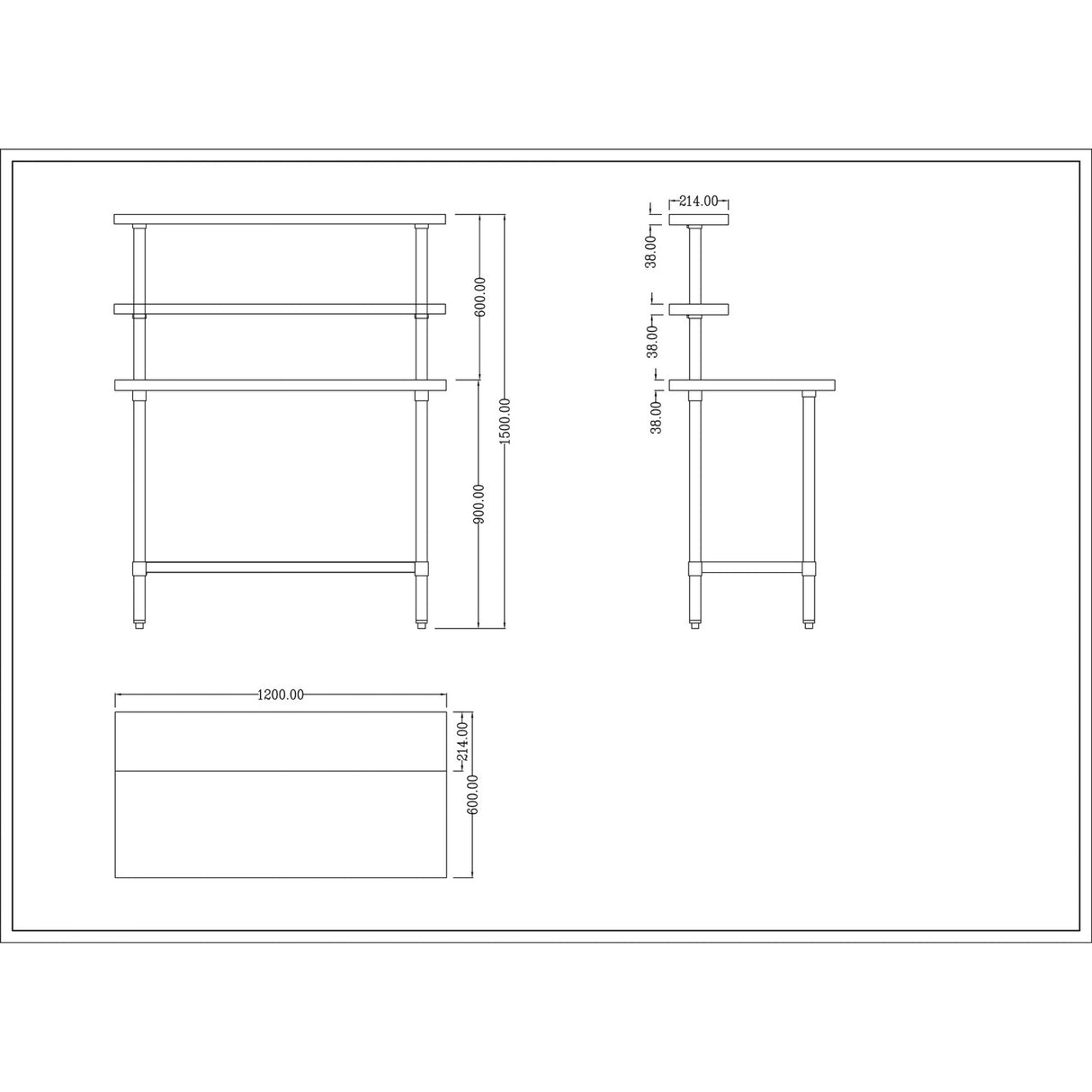 Stainless Steel Prep table 1200mm Width 2 x Top Shelf & 1 x Undershelf |  WTS60120