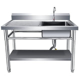 Commercial Sink Stainless Steel 1200x600x850mm 1 Bowl Right Splashback Undershelf | Wus12060 Right