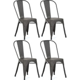 4pcs Bistro Dining Chair Steel Dark Grey Indoors | Ww60 G