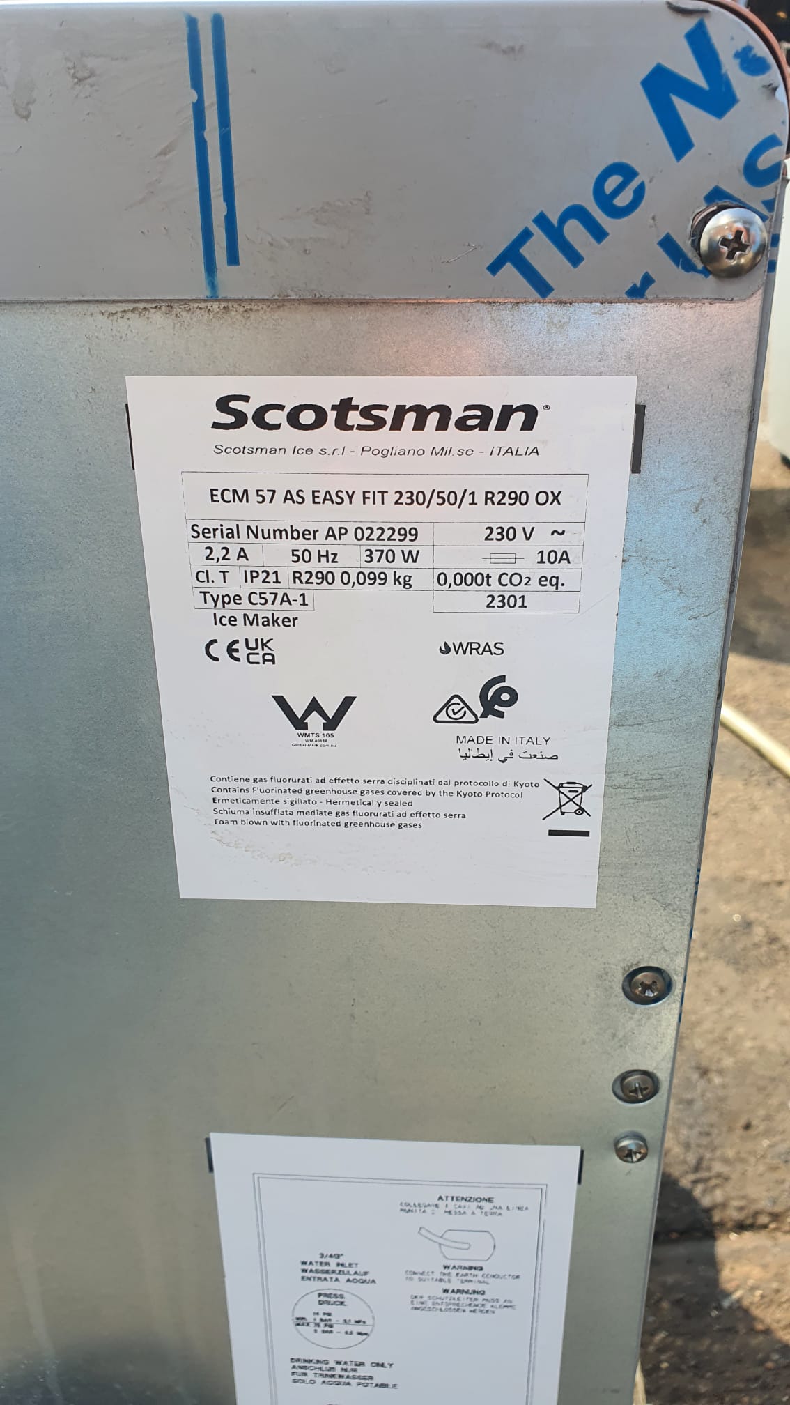 Scotsman EC 57 Self Contained Ice Machine w/ integral drain pump & XSAFE 33kg Output - B Grade