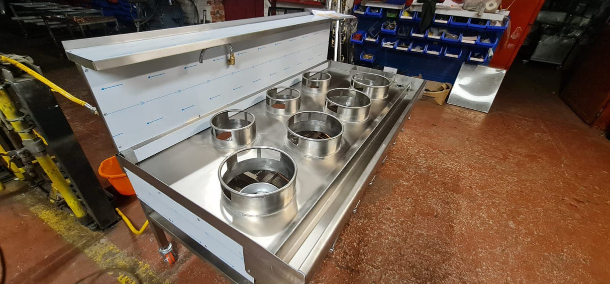 7 Burner Chinese Wok Cooker 4+3 Chinese / Thai Turbo Burner Gas Cooker